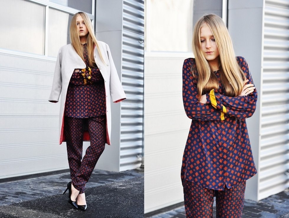 Foto: http://lookbook.nu/look/4560535-Lindex-Pyjama-Suit-Zara-Heels-Joanna-Jachowicz - Tendens: Haute Couture i casual forstand