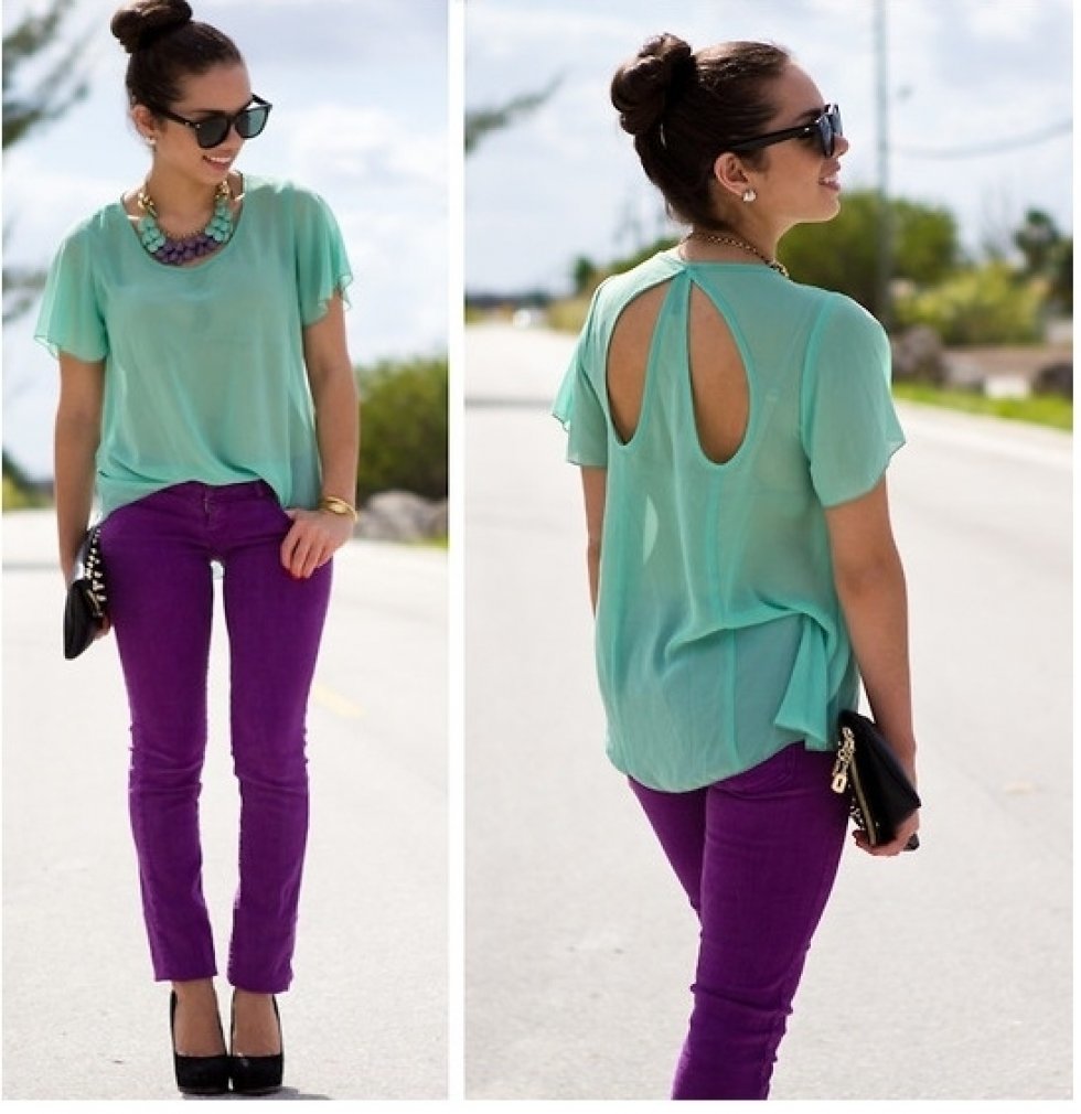 http://lookbook.nu/look/3347195-Mint-and-Purple - Trend 2012: Farverige jeans