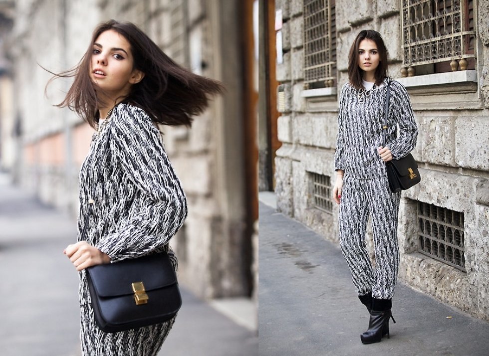 Foto: http://lookbook.nu/look/4685761-Yasya-Minochkina-Suit-Urban-Zebra - Tendens 2013: Pyjamaslooket