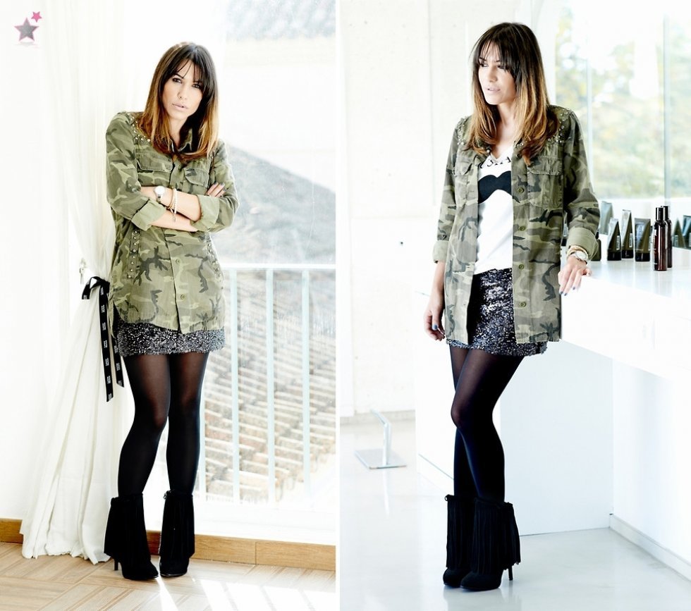 Foto: http://lookbook.nu/look/4259651-Zara-Military-Shirt-Hakei-Mini-Paillettes-Fringes - Tendens 2013: Uniformen