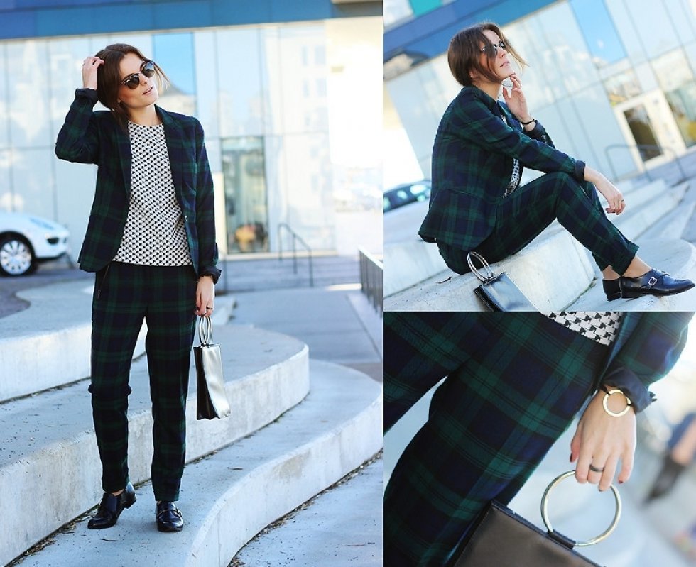 Foto: http://lookbook.nu/look/5490476-Gina-Tricot-Suit-Rayban-Sunglasses-H&M-Shoes - Tendens: Haute Couture i casual forstand