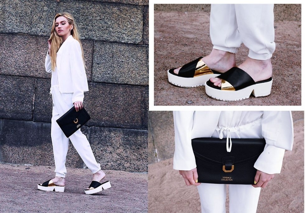 Foto: http://lookbook.nu/look/6083915-Versace-Bag-Zara-Boots-Black-White - Inspiration 2014: Sæsonens sort/hvid monokrome look